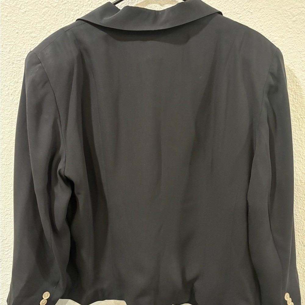 Lauren Ralph Lauren Blazer Women's Black Silk Cropped Jacket 16W - Picture 2 of 6
